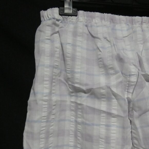 TIME OUT | medium | Lilac - Blue - White Plaid Pajama Bottoms | Ruffled Hem - Picture 10 of 16